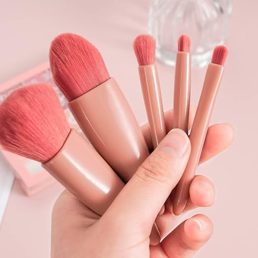 5 Pcs Makeup Brushes Set with Mirror