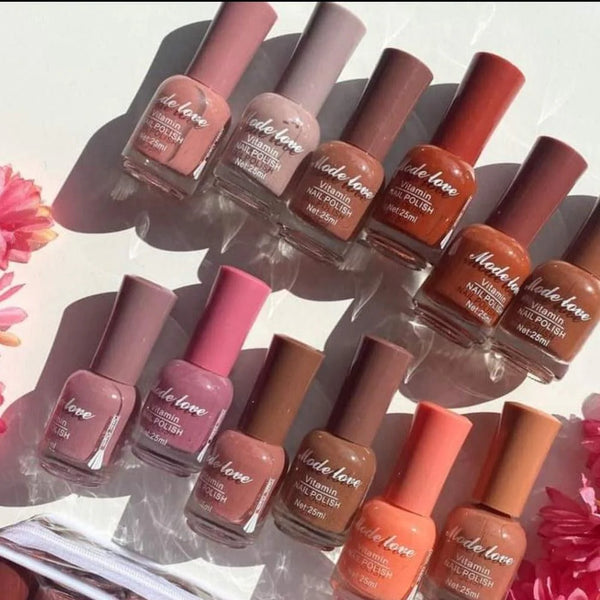 12Pcs Mode Love Permanent Matte Nude Colors Nail polish