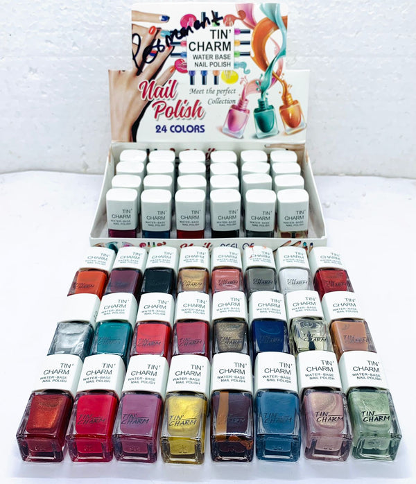 Tin'Charm Water-Base Nail Polish | Peel Off Nail Polish | 24 Pcs Pack