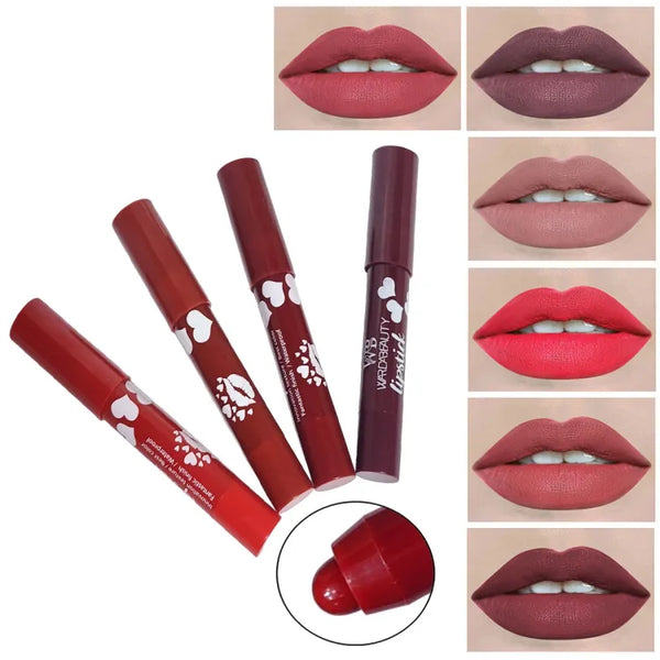 Warda beauty Pack of 4 FIT Me I HD Matte Lip Crayon Water Resistance & Highly Pigmented Lip Crayon WB-229148